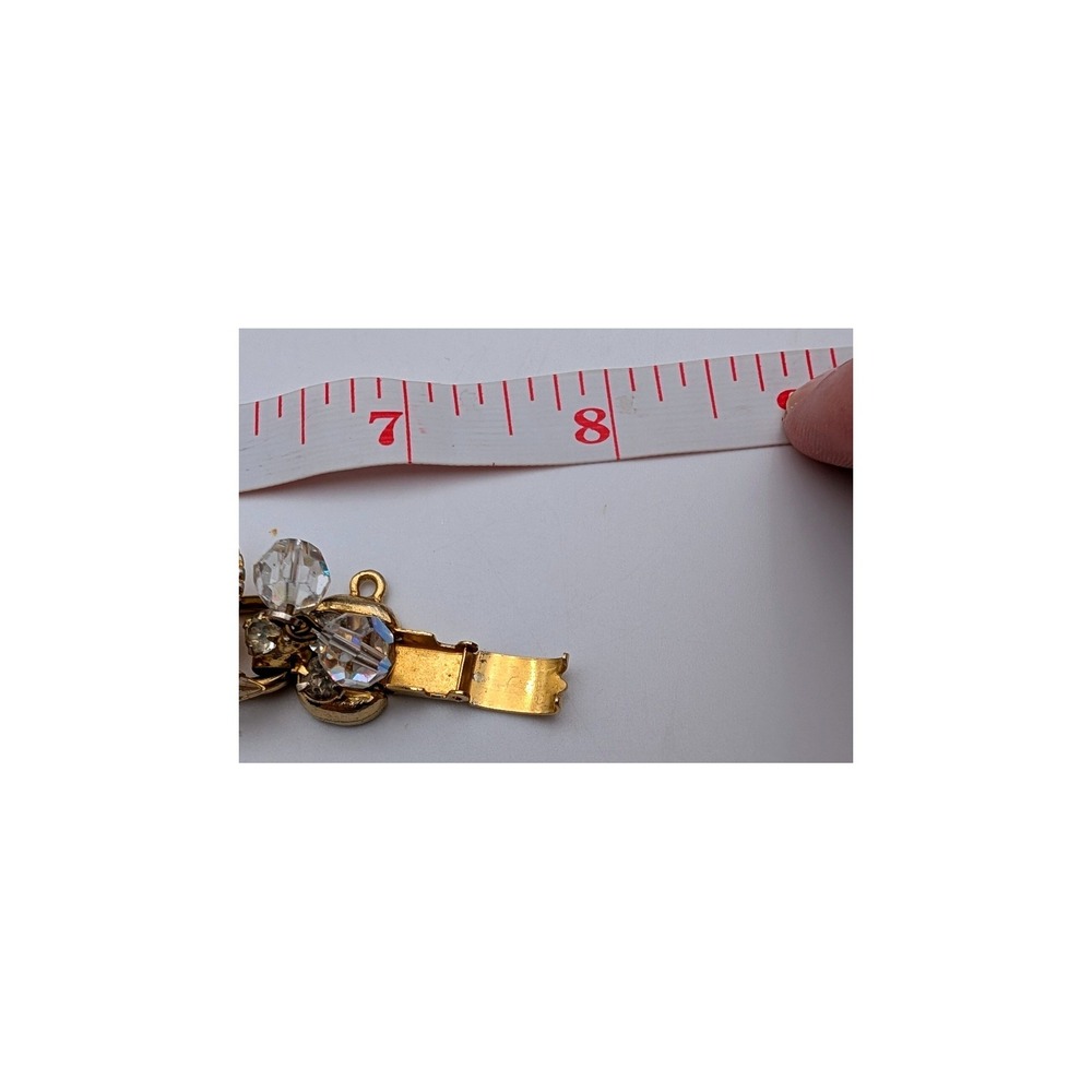 Vintage Gold Tone AB Crystal Rhinestone Link Bracelet Mid Century Glamour 7.75in - Picture 4 of 6